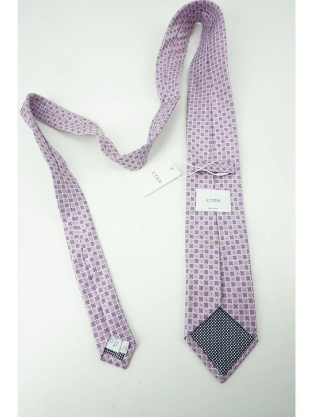 Eton Violet Periwinkle Foulard 100% Silk Tie Brand New With Tags